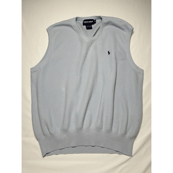 Ralph Lauren Polo Golf Men's XL Sweater Vest V Neck Light Blue Preppy Pony - Picture 1 of 6